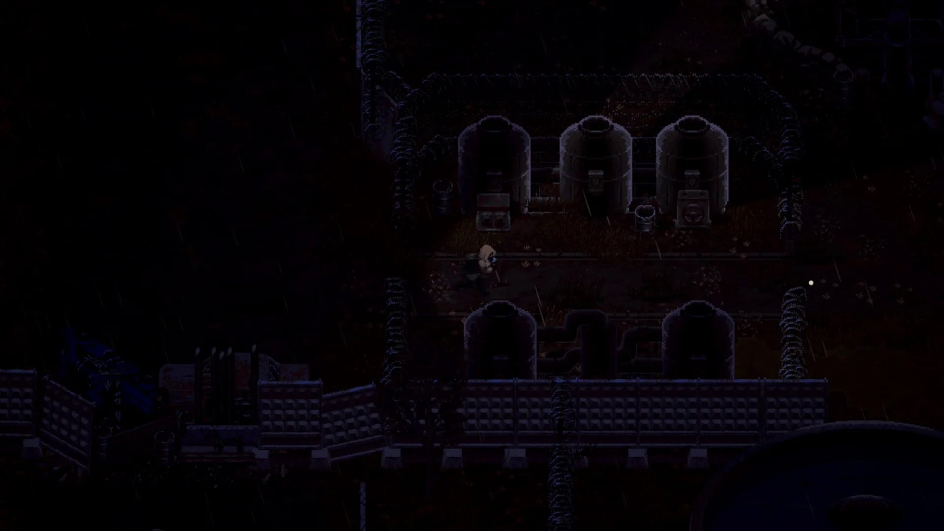 Scavland nocturnal exploration through dark ruins with weapon flashlight cone