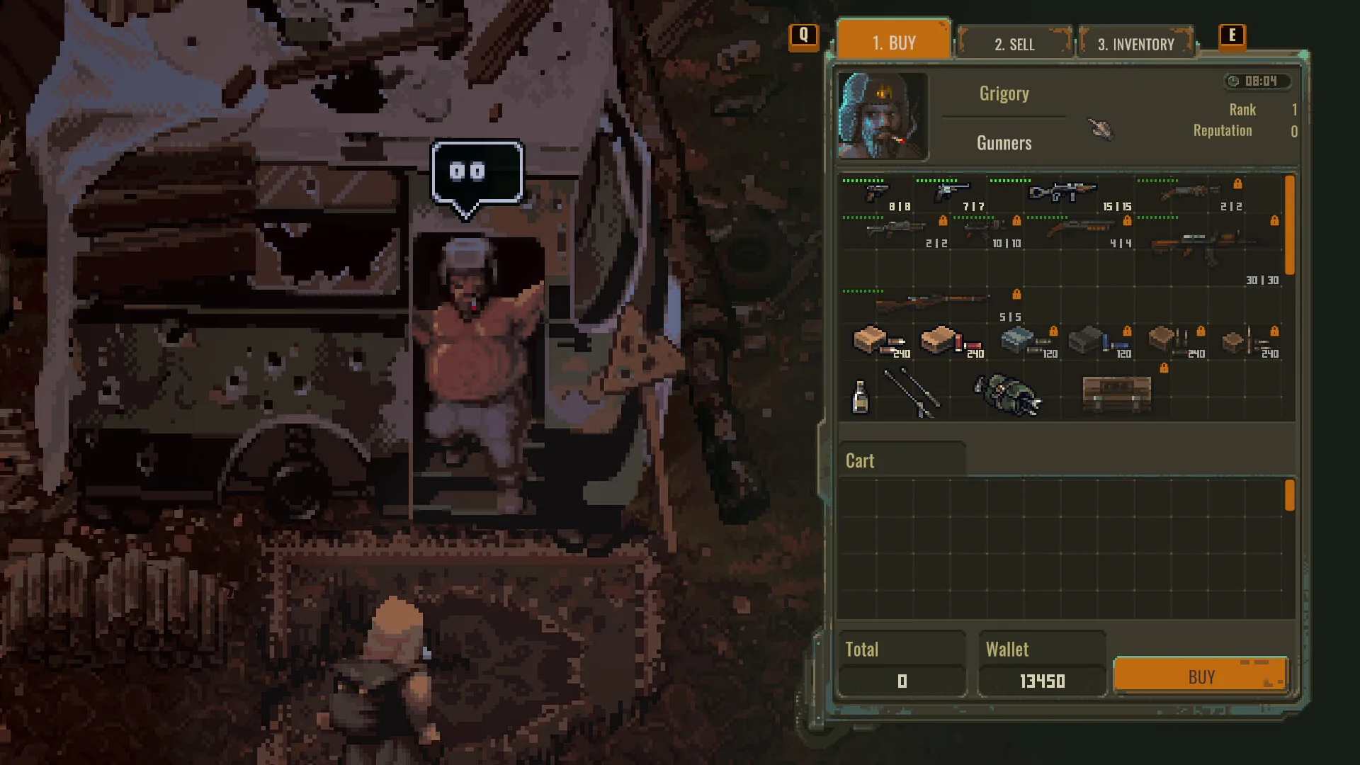 A scavenger identifying distant armed patrols and combat reticle states in Scavland