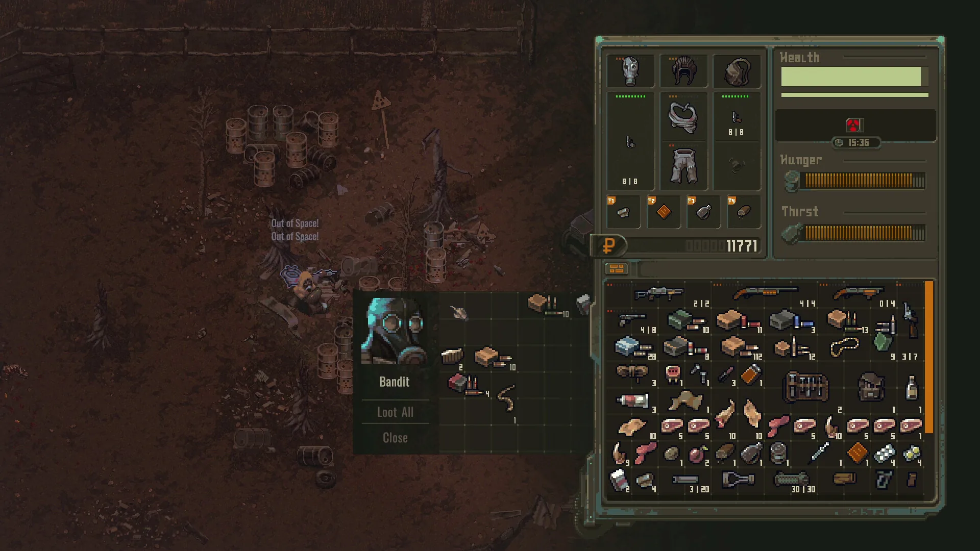 An underground corridor where a fallen scavenger left supplies near a recovery beacon